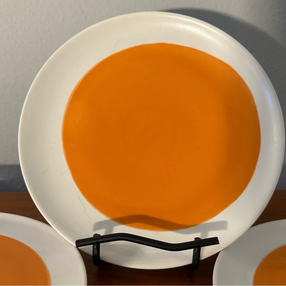 3 Crate & Barrel CBL175 Orange Center White Border 8 1/4
